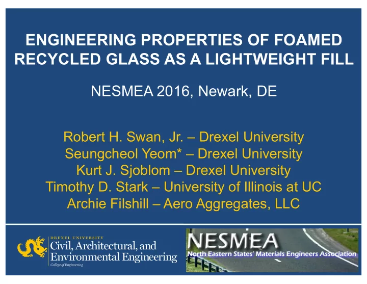engineering properties of foamed recycled glass as a