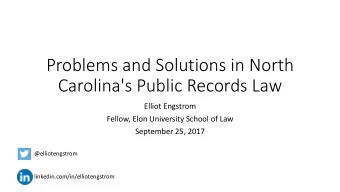 Problems  and  Solutions  in  North    Carolina's  Public  Records  Law