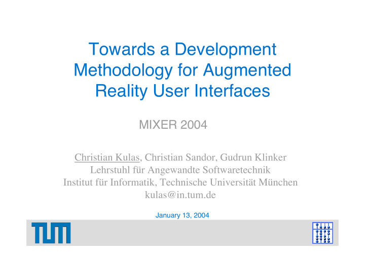 towards a development methodology for augmented reality