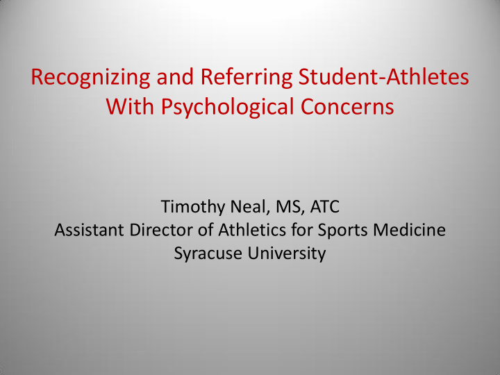 timothy neal ms atc assistant director of athletics for