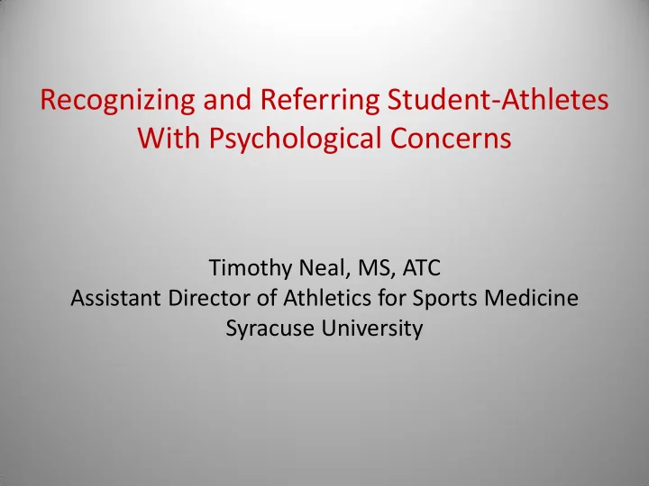 timothy neal ms atc assistant director of athletics for
