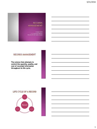 3/21/2016  Carolyn Smith  S. C. Archives &amp; History  Records &amp; Information Analyst  The