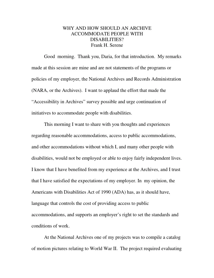 why and how should an archive accommodate people with