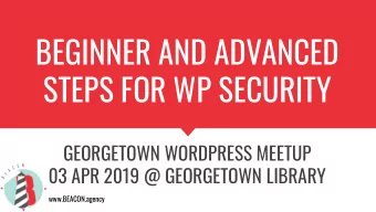 BEGINNER AND ADVANCED  STEPS FOR WP SECURITY  GEORGETOWN WORDPRESS MEETUP  03 APR 2019 @ GEORGETOWN
