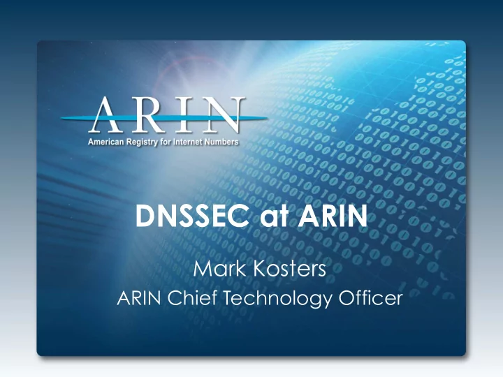 dnssec at arin