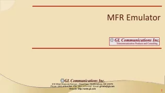 MFR Emulator  818 West Diamond Avenue - Third Floor,  Gaithersburg, MD 20878 Phone: (301) 670-4784
