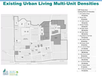 Existing Urban Living Multi-Unit Densities  What We Heard - Summary  1. Residents are