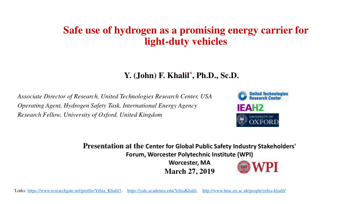 safe use of hydrogen as a promising energy carrier for