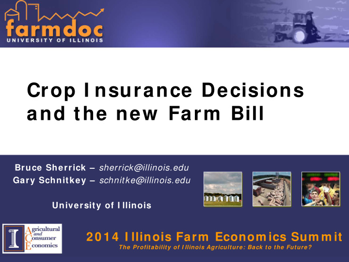 crop i nsurance decisions and the new farm bill