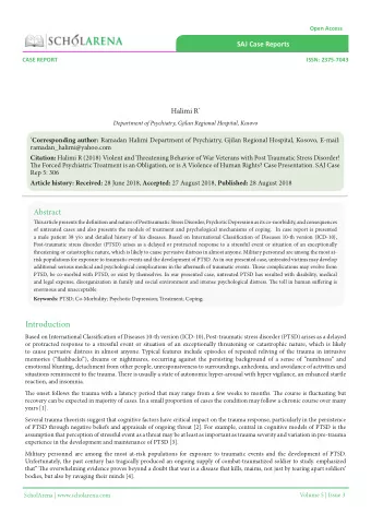 Violent and Tireatening Behavior of War Veterans with Post Traumatic Stress  Disorder! Tie Forced