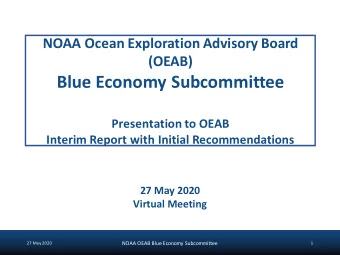 Blue Economy Subcommittee  Presentation to OEAB  Interim Report with Initial Recommendations  27
