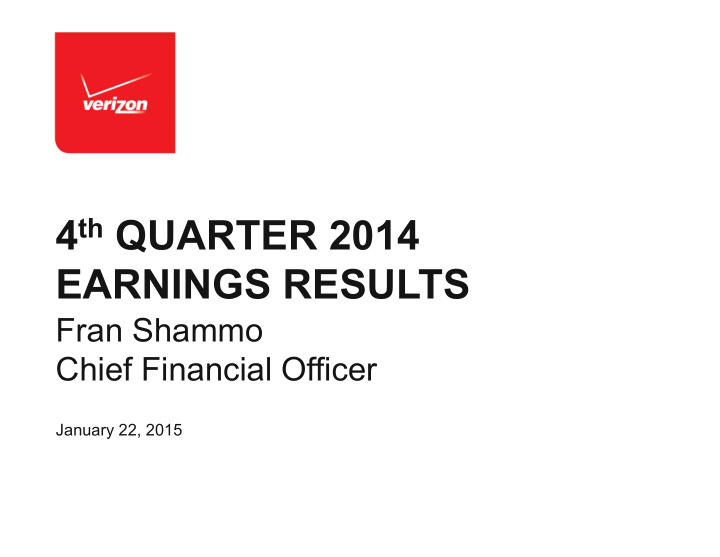 4 th quarter 2014 earnings results