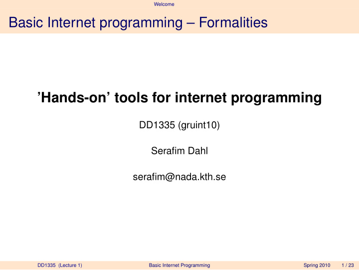 basic internet programming formalities hands on tools for