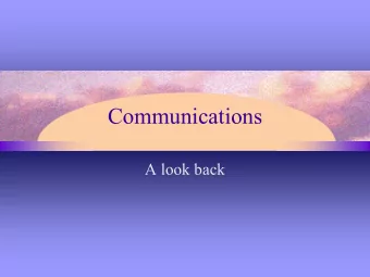 Communications  A look back  Background  Communications is the act of conveying  information