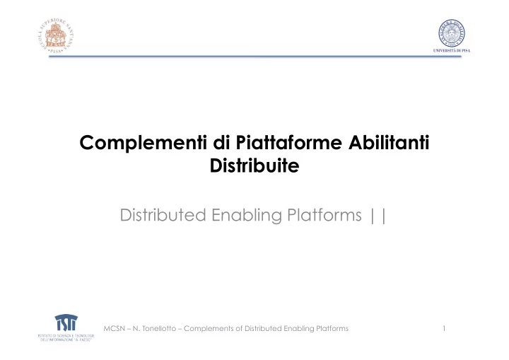 complementi di piattaforme abilitanti distribuite