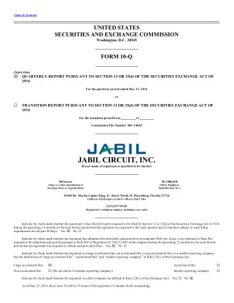 JABIL CIRCUIT, INC.  (Exact name of registrant as specified in its charter)  Delaware  38-1886260