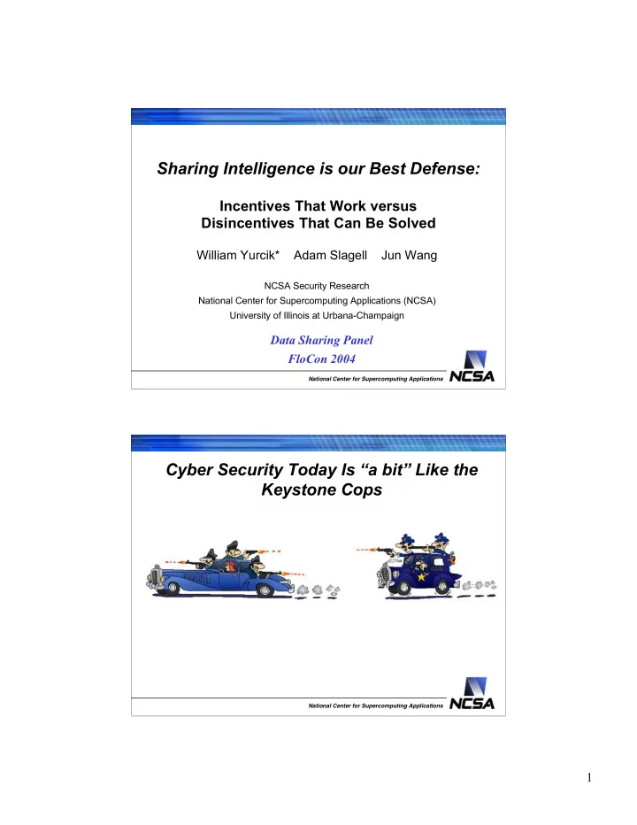 sharing intelligence is our best defense