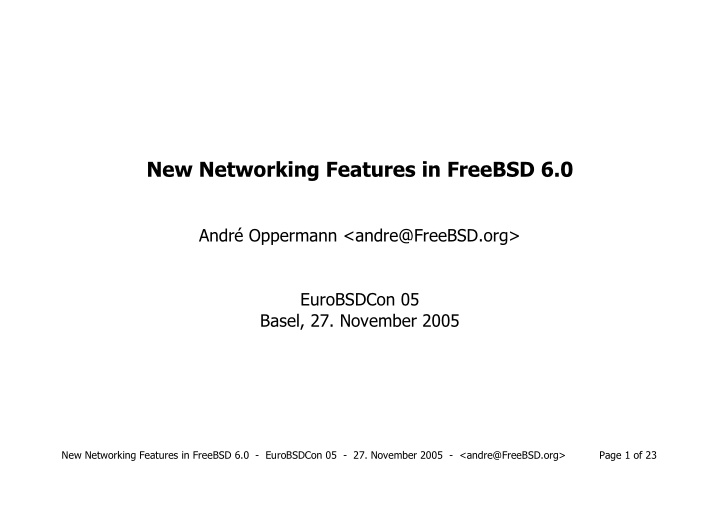 new networking features in freebsd 6 0