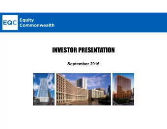 INVESTOR PRESENTATION  September 2016  Forward-Looking Statements  Some of the statements contained