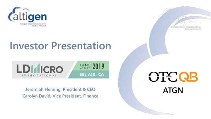investor presentation