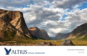 Corporate Presentation  March 2020  TSX:ALS | OTCQX:ATUSF  Forward Looking Statements This document
