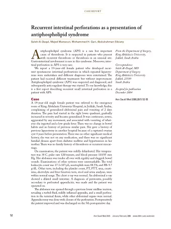 A  CASE REPORT  From the Department of Surgery,  King Abdulaziz University,  Jeddah, Saudi Arabia