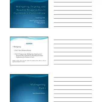 AGENDA   Malingering    Part  I:  New  Literature  Review