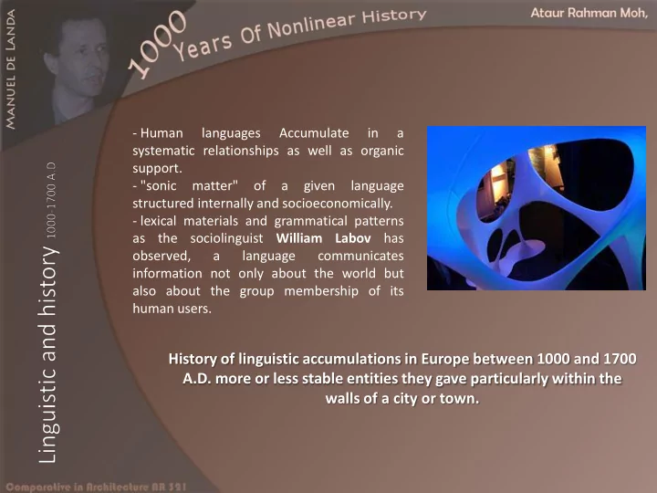 history of linguistic accumulations in europe between