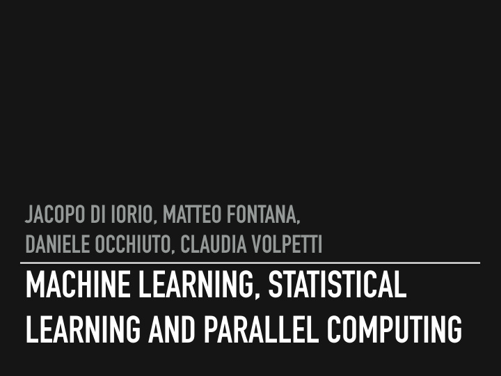 machine learning statistical learning and parallel