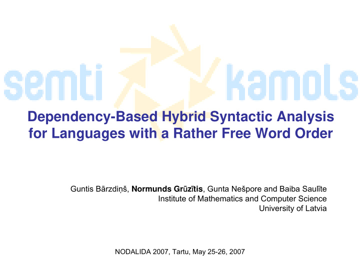 dependency based hybrid syntactic analysis for languages