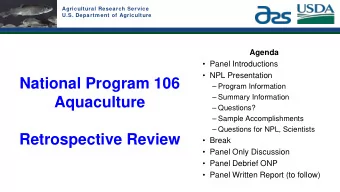 National Program 106   Program Information   Summary Information  Aquaculture   Questions?