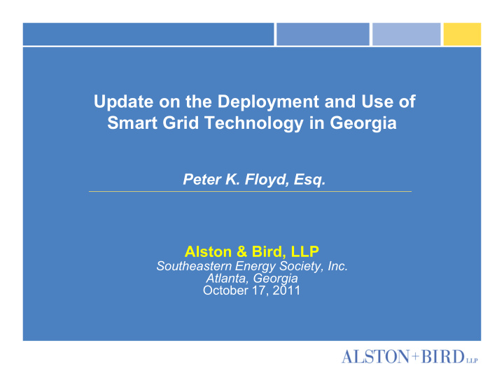 update on the deployment and use of smart grid technology