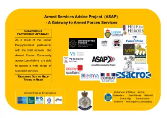 Armed Services Advice Project  (ASAP) - A Gateway to Armed Forces Services Championing Partnership