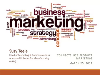 Suz  Suzy  y Teele  le  Head of MarkeFng &amp; CommunicaFons  CO  CONNEC  ECTS: B2B PRO  RODUCT