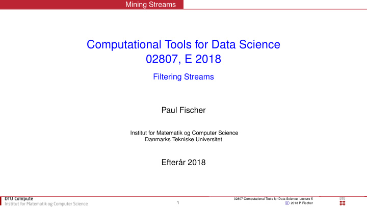 computational tools for data science 02807 e 2018