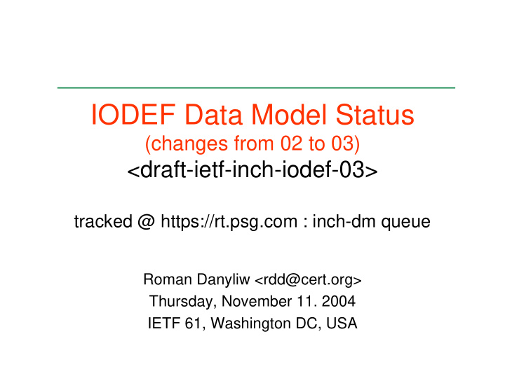 iodef data model status