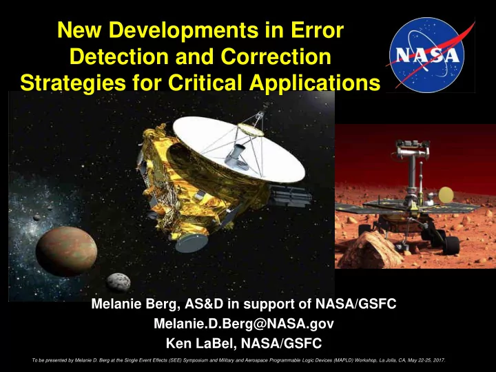 new developments in error detection and correction