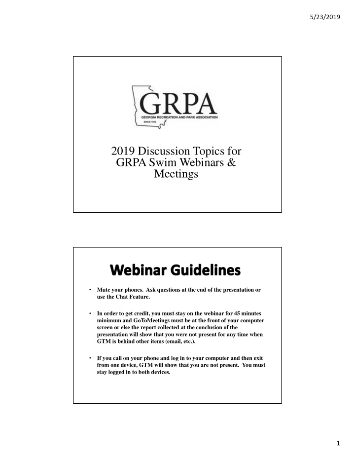 2019 discussion topics for grpa swim webinars meetings