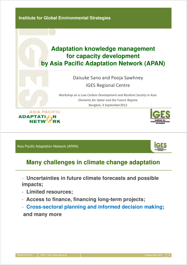 adaptation knowledge management for capacity development