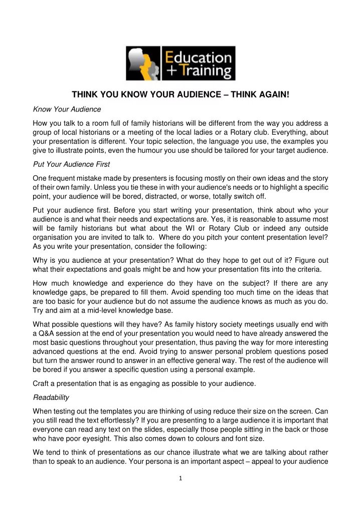 think you know your audience think again