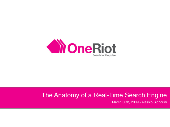 the anatomy of a real time search engine