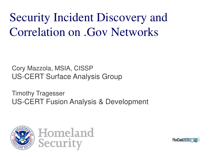 security incident discovery and correlation on gov