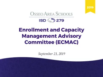 Enrollment and Capacity  Management Advisory  Committee (ECMAC)  September 23, 2019  Table Work -