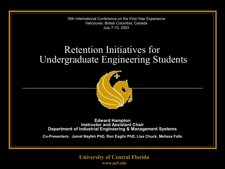 retention initiatives for undergraduate engineering