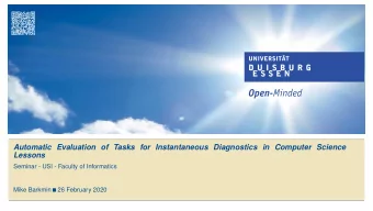 Automatic Evaluation of Tasks for Instantaneous Diagnostics in Computer Science  Lessons  Seminar -