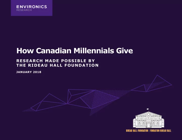 how canadian millennials give