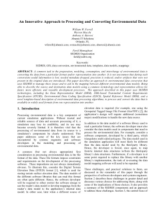 An Innovative Approach to Processing and Converting Environmental Data  William W. Ferrell  Warren