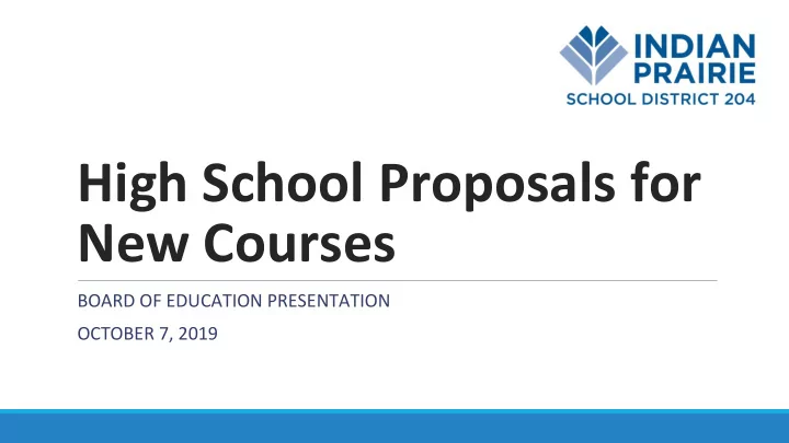 new courses