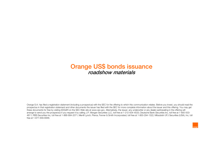 orange us bonds issuance