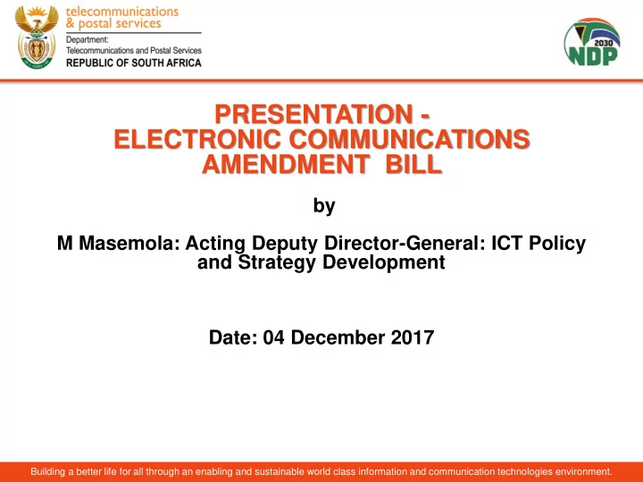 presentation electronic communications amendment bill